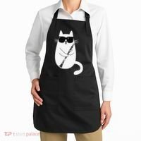 Funny Cat Wearing Sunglasses Playing Clarinet Musician Apron thumb 2