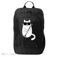 Funny Cat Wearing Sunglasses Playing Clarinet Musician City Backpack thumb 0