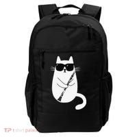 Funny Cat Wearing Sunglasses Playing Clarinet Musician Backpack thumb 0