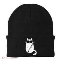 Funny Cat Wearing Sunglasses Playing Clarinet Musician Beanie thumb 0