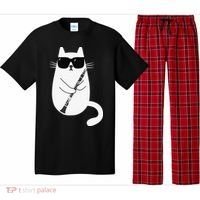 Funny Cat Wearing Sunglasses Playing Clarinet Musician Pajama Set thumb 0