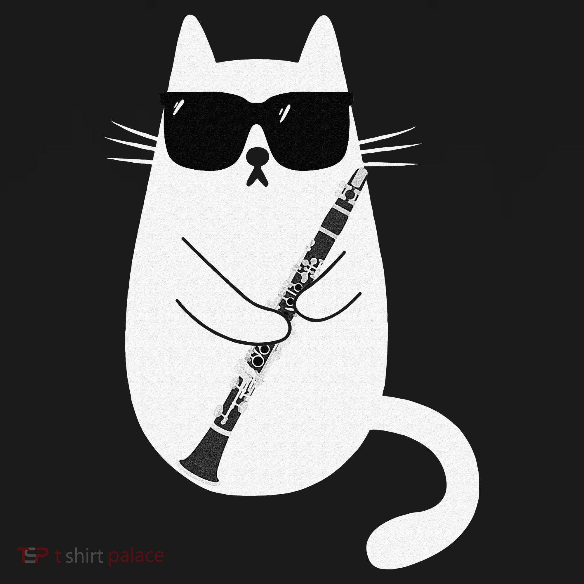 Funny Cat Wearing Sunglasses Playing Clarinet Musician Women's Tank Top