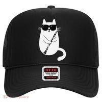 Funny Cat Wearing Sunglasses Playing Clarinet Musician Hat thumb 0