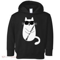 Funny Cat Wearing Sunglasses Playing Clarinet Musician Toddler Hoodie thumb 0