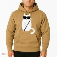 Funny Cat Wearing Sunglasses Playing Clarinet Musician Hoodie thumb 2
