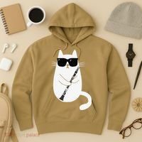 Funny Cat Wearing Sunglasses Playing Clarinet Musician Hoodie thumb 3