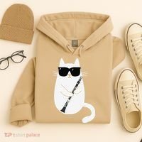 Funny Cat Wearing Sunglasses Playing Clarinet Musician Hoodie thumb 4