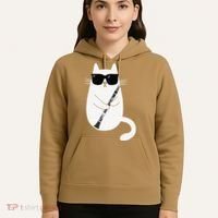 Funny Cat Wearing Sunglasses Playing Clarinet Musician Hoodie thumb 5