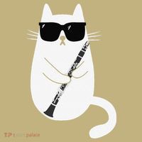 Funny Cat Wearing Sunglasses Playing Clarinet Musician Sweatshirt thumb 2