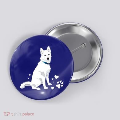 Funny Cute White Siberian Husky Gift Sweet White Snow Dog Gift Button