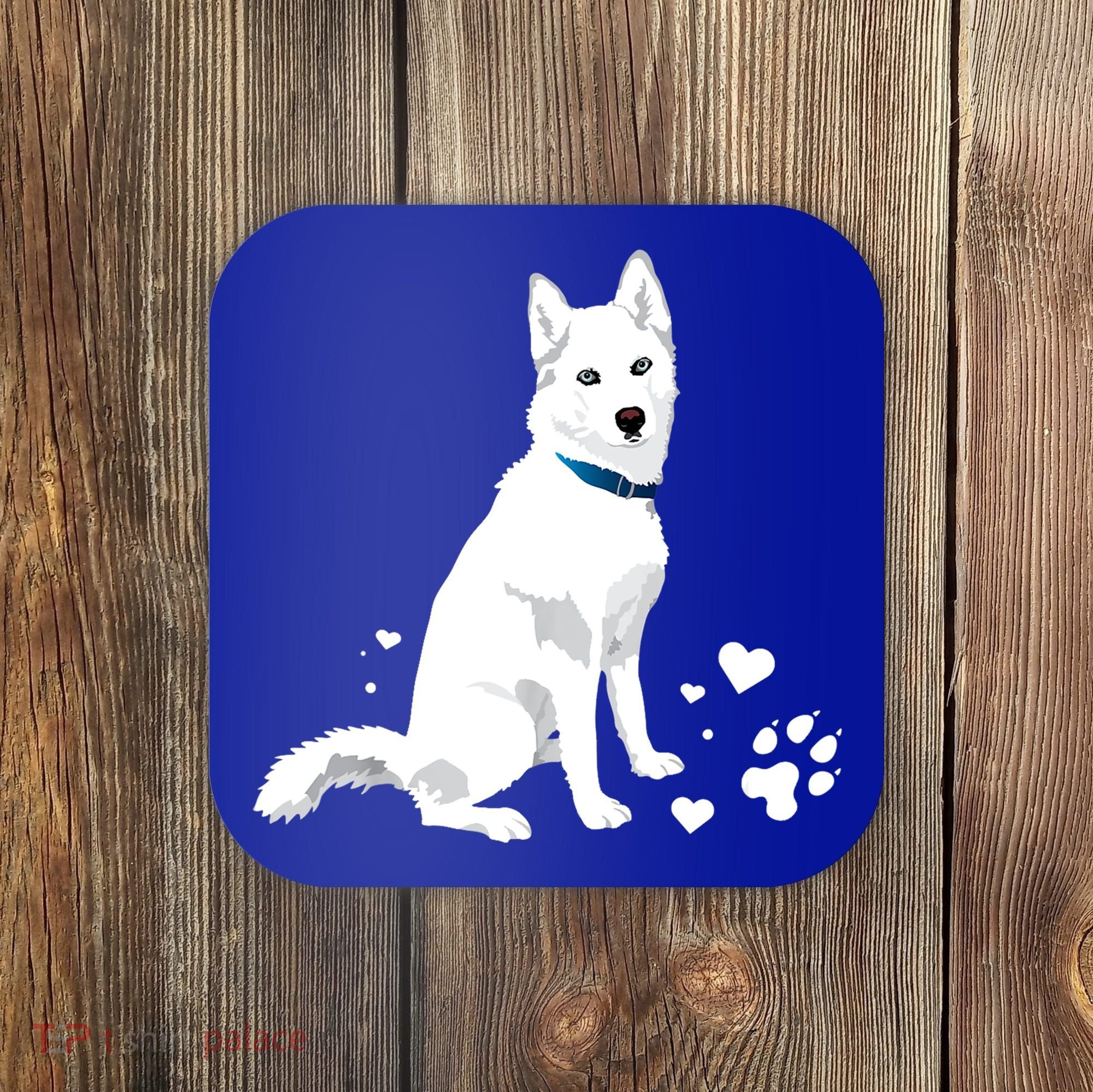 Funny Cute White Siberian Husky Gift Sweet White Snow Dog Gift Coaster