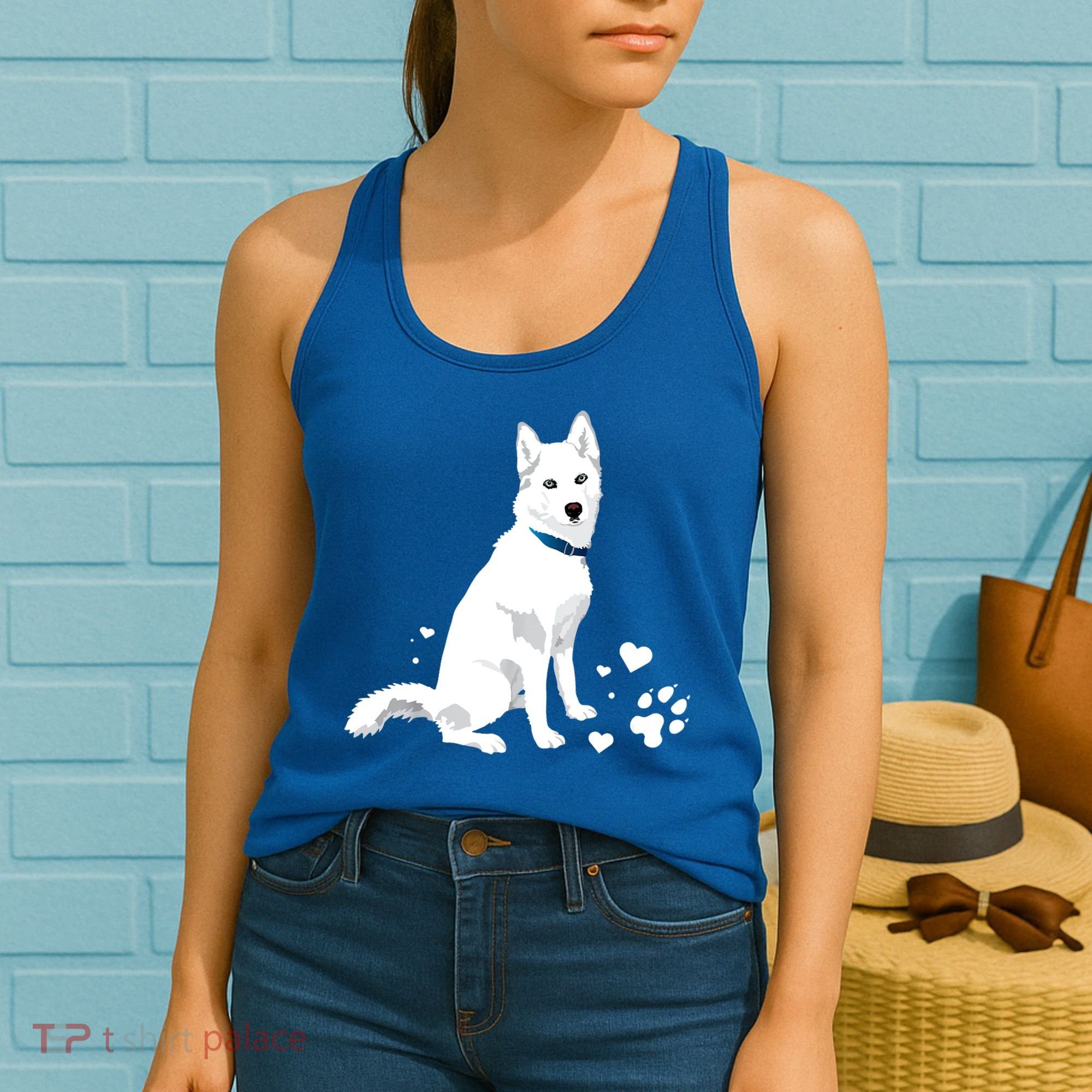 Funny Cute White Siberian Husky Gift Sweet White Snow Dog Gift Women's Tank Top