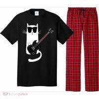 Funny Cat Wearing Sunglasses Playing Electric Guitar Pajama Set thumb 0
