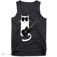 Funny Cat Wearing Sunglasses Playing Electric Guitar Tank Top thumb 0