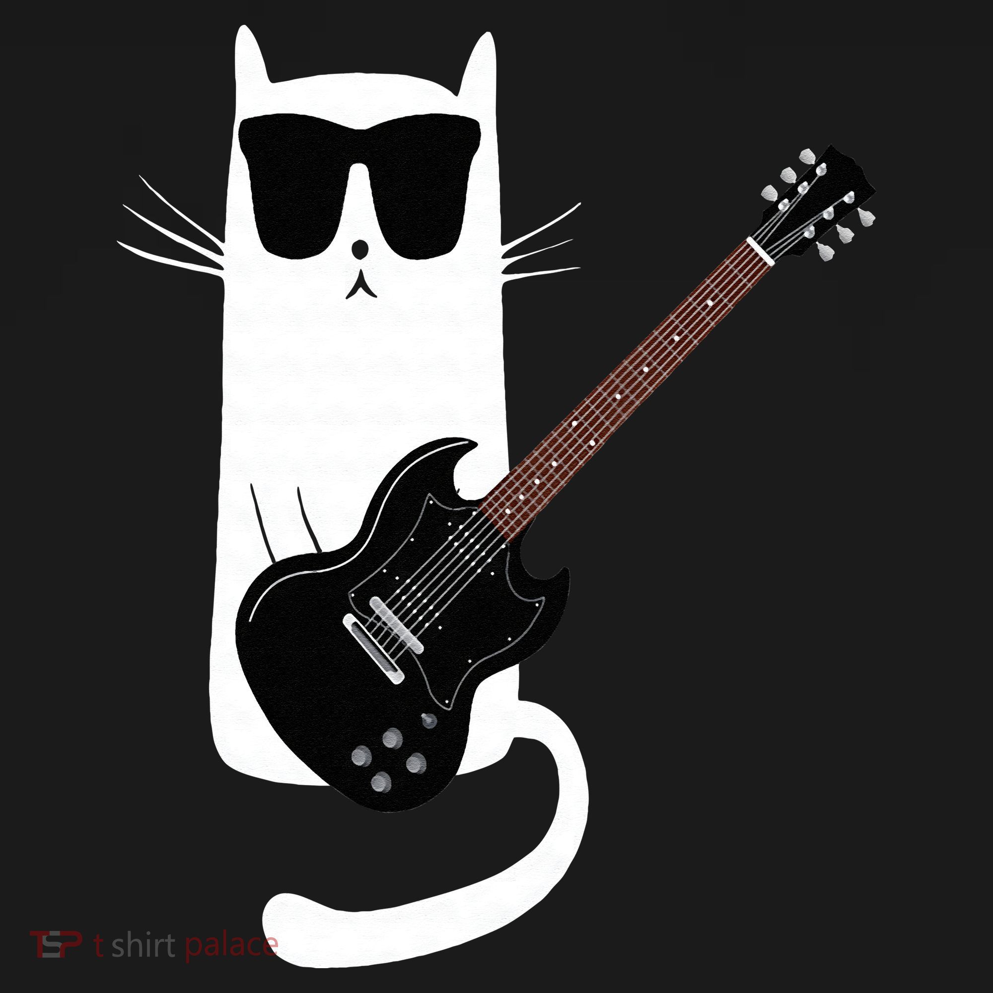 Funny Cat Wearing Sunglasses Playing Electric Guitar Tank Top