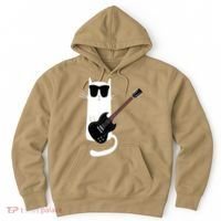 Funny Cat Wearing Sunglasses Playing Electric Guitar Hoodie thumb 0