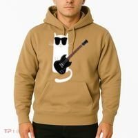 Funny Cat Wearing Sunglasses Playing Electric Guitar Hoodie thumb 2