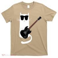 Funny Cat Wearing Sunglasses Playing Electric Guitar T-Shirt thumb 0