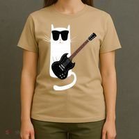 Funny Cat Wearing Sunglasses Playing Electric Guitar T-Shirt thumb 4