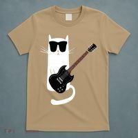 Funny Cat Wearing Sunglasses Playing Electric Guitar T-Shirt thumb 5