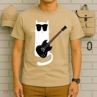 Funny Cat Wearing Sunglasses Playing Electric Guitar T-Shirt thumb 6