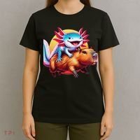 Funny Capybara Women Axolotl Lover T-Shirt thumb 4