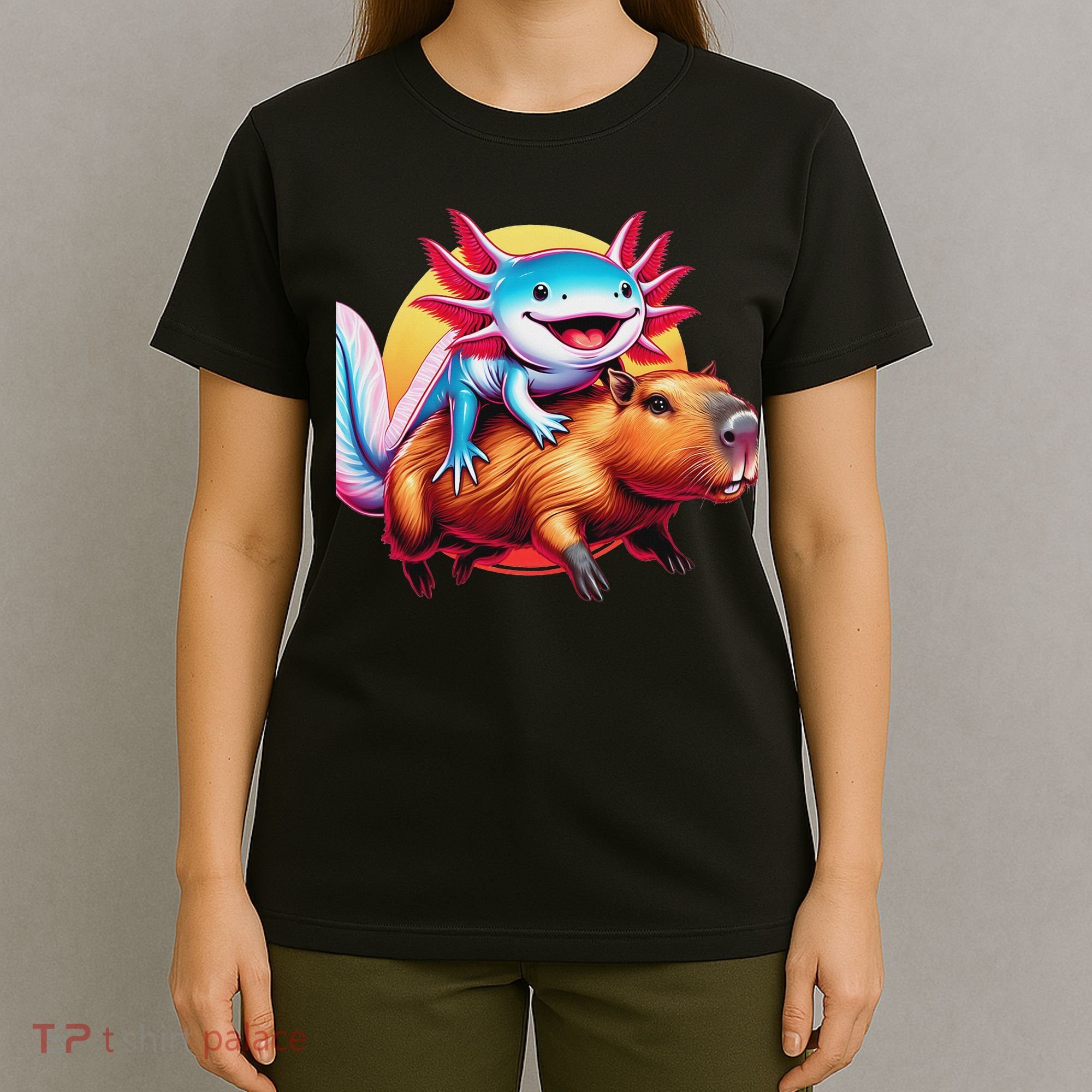 Funny Capybara Women Axolotl Lover T-Shirt