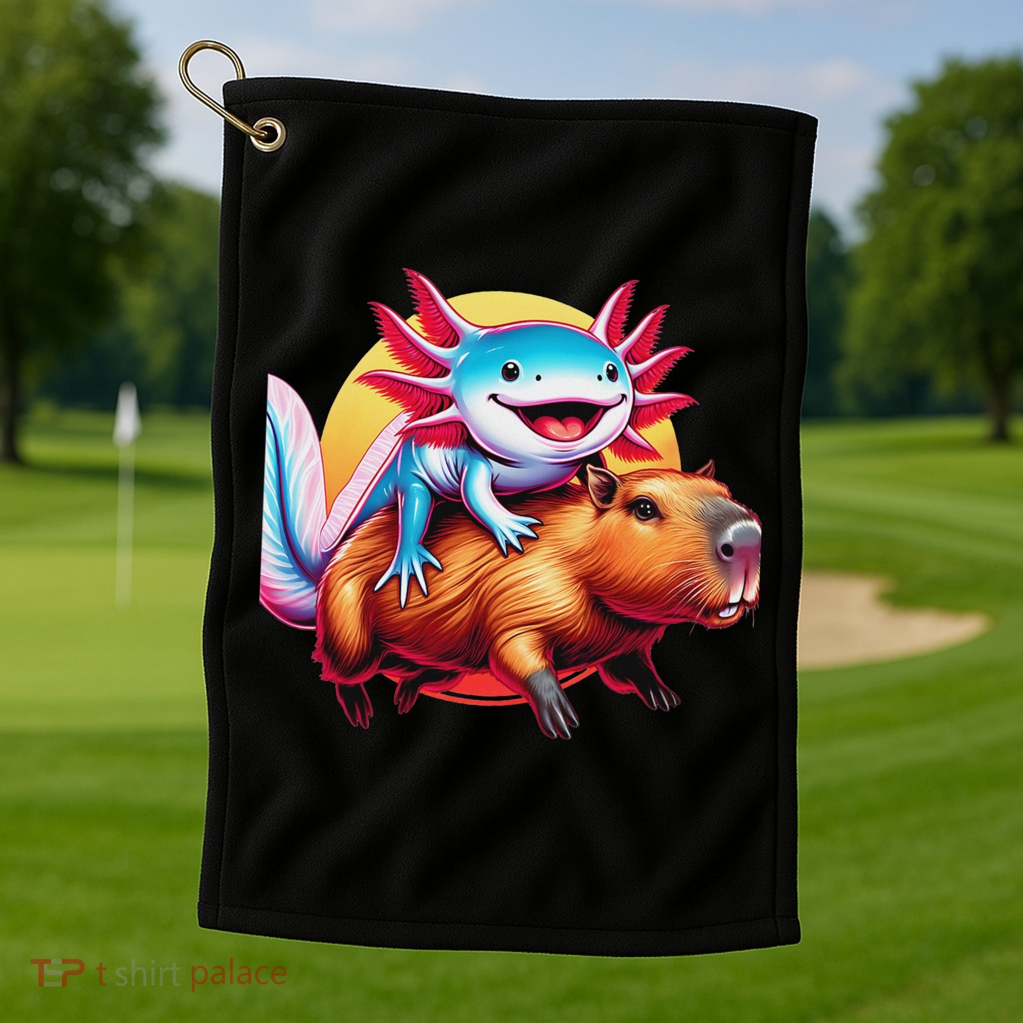 Funny Capybara Women Axolotl Lover Golf Towel