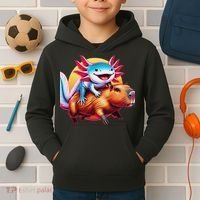 Funny Capybara Women Axolotl Lover Kids Hoodie thumb 2
