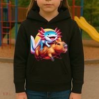 Funny Capybara Women Axolotl Lover Kids Hoodie thumb 3