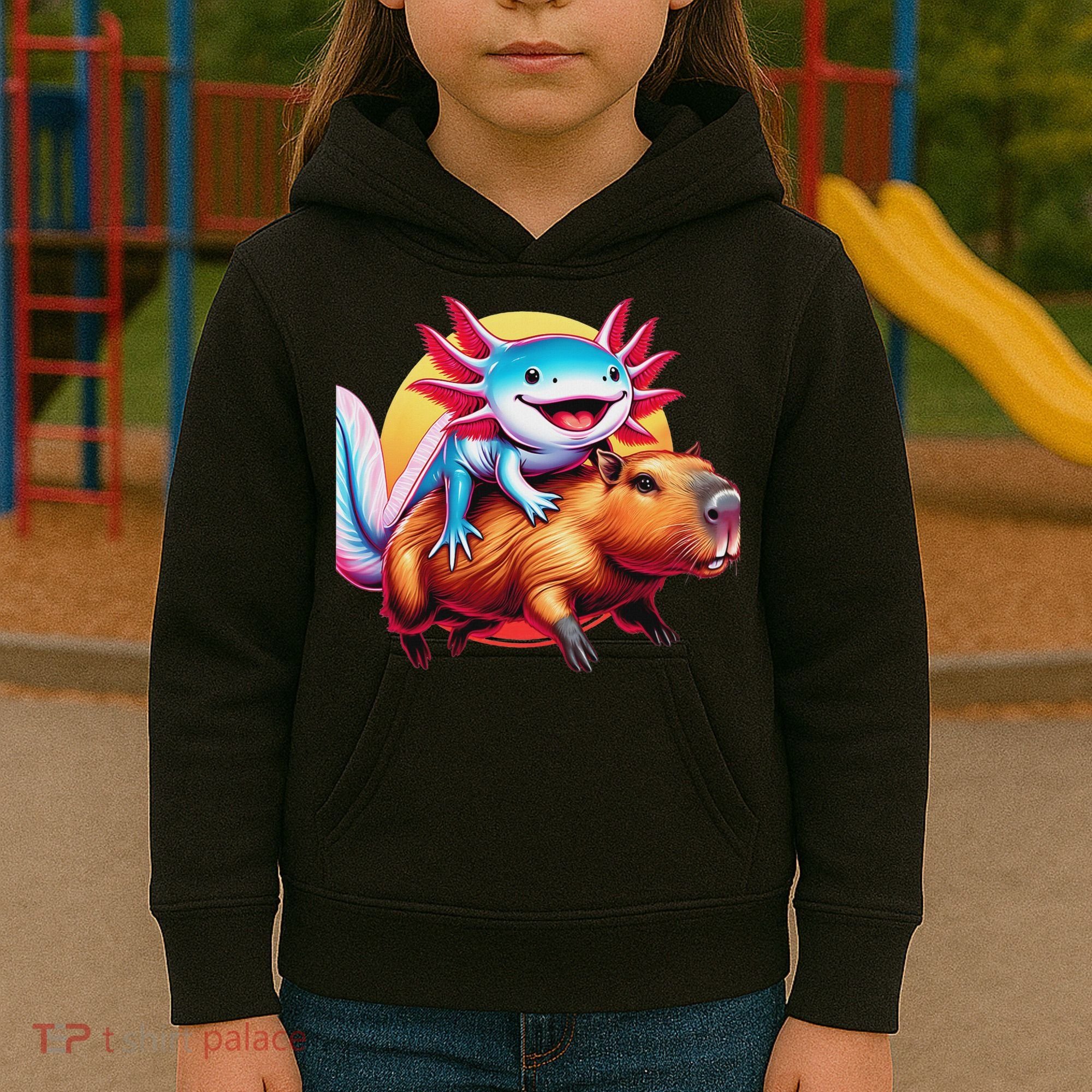Funny Capybara Women Axolotl Lover Kids Hoodie