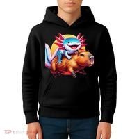 Funny Capybara Women Axolotl Lover Kids Hoodie thumb 4