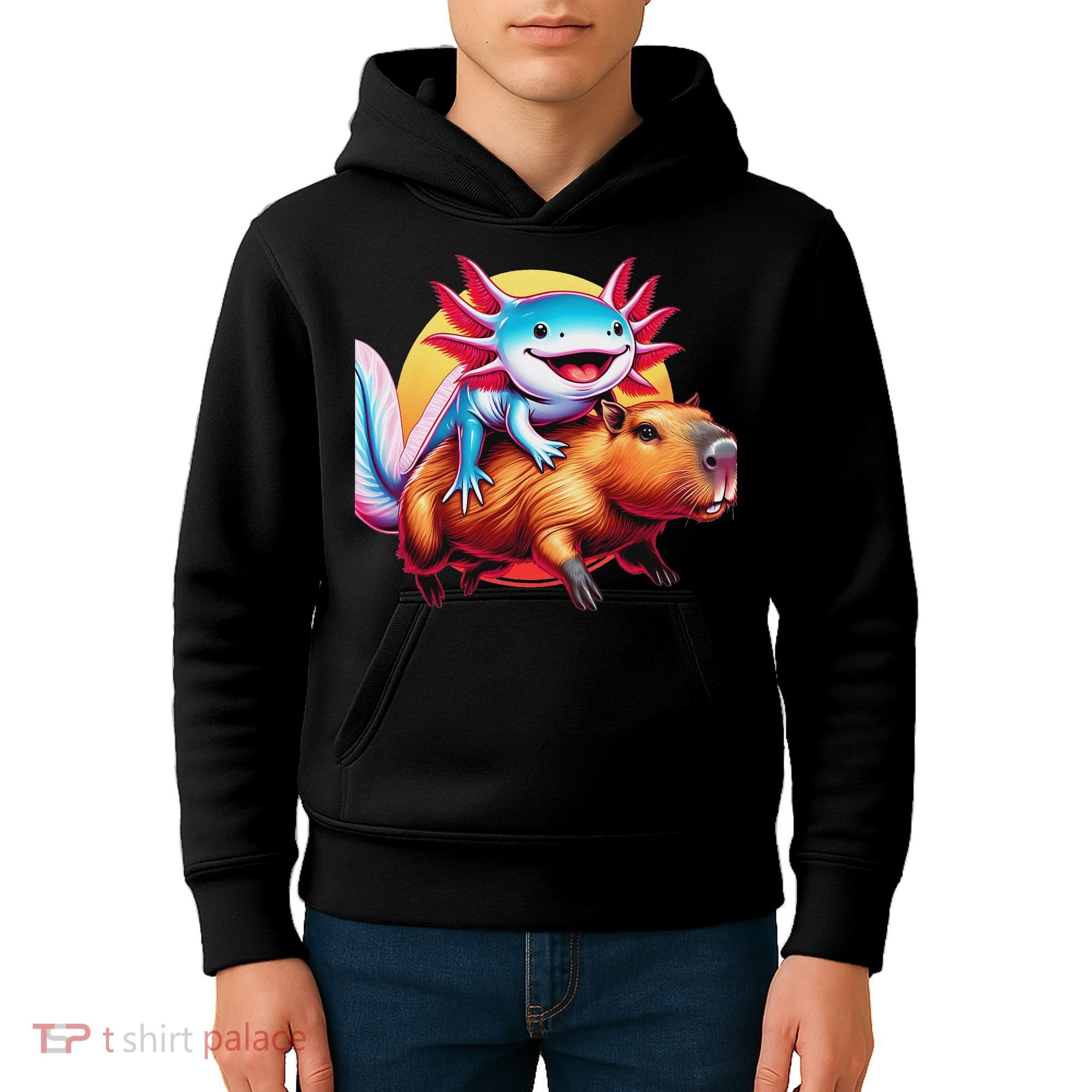 Funny Capybara Women Axolotl Lover Kids Hoodie