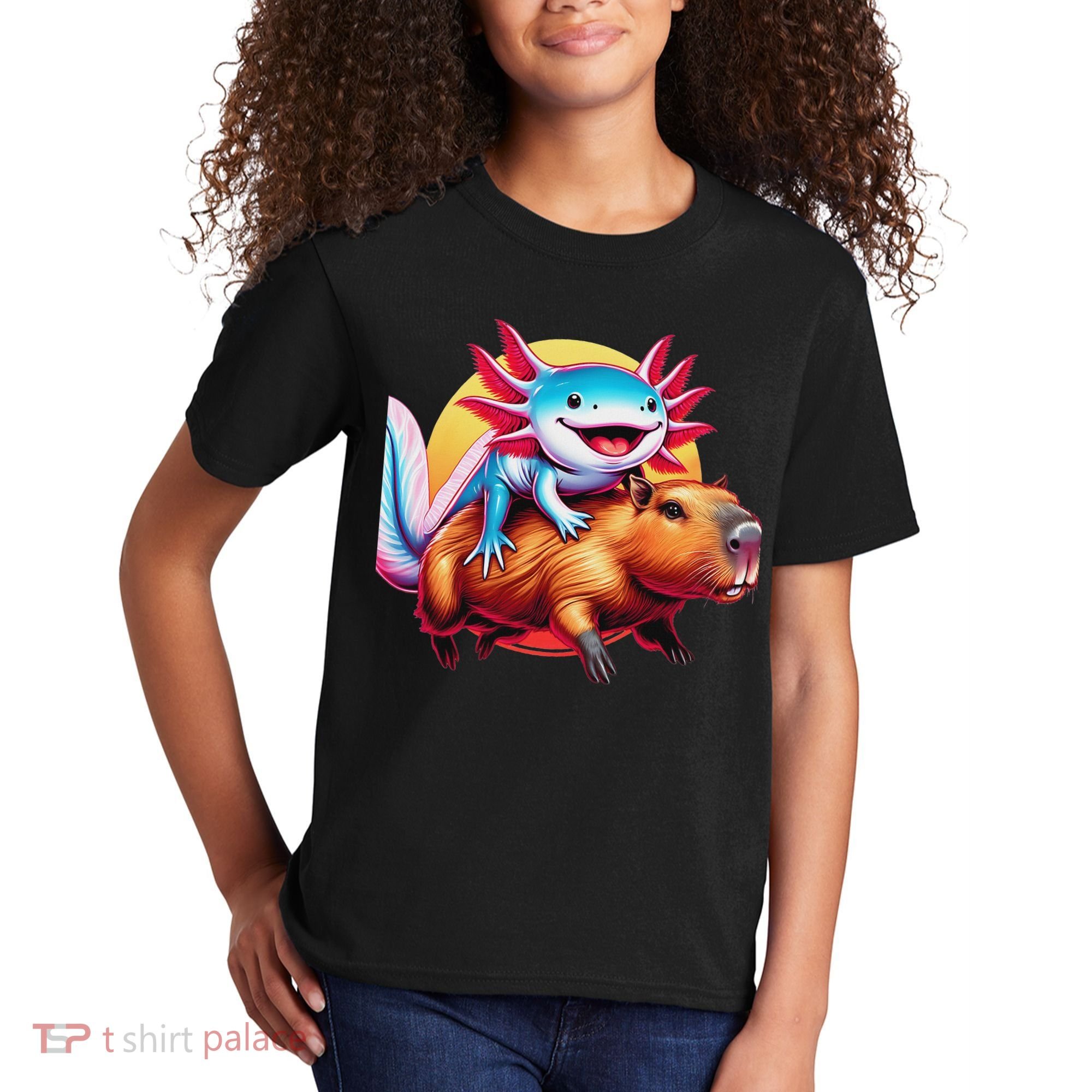 Funny Capybara Women Axolotl Lover Kids T-Shirt