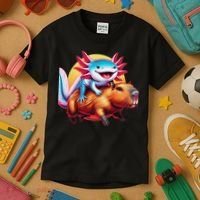 Funny Capybara Women Axolotl Lover Kids T-Shirt thumb 3