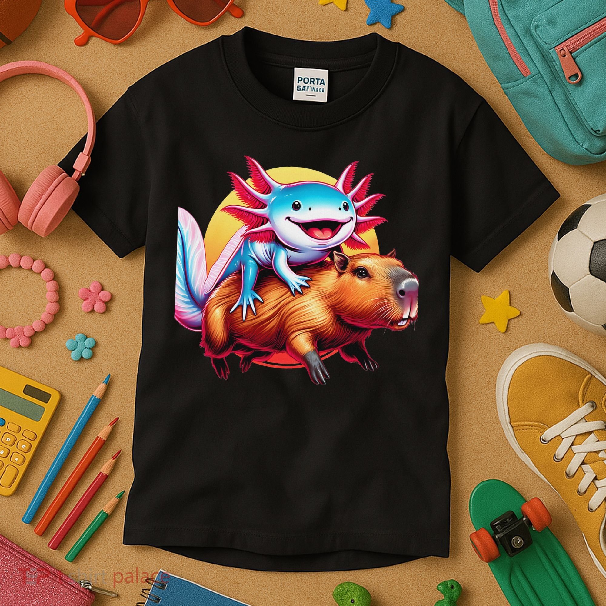 Funny Capybara Women Axolotl Lover Kids T-Shirt