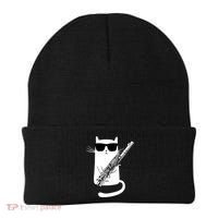 Funny Cat Wearing Sunglasses Playing Flute Great Gift Beanie thumb 0