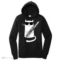 Funny Cat Wearing Sunglasses Playing Flute Great Gift Women's Hoodie thumb 0