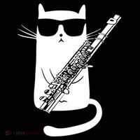 Funny Cat Wearing Sunglasses Playing Flute Great Gift Women's Hoodie thumb 2