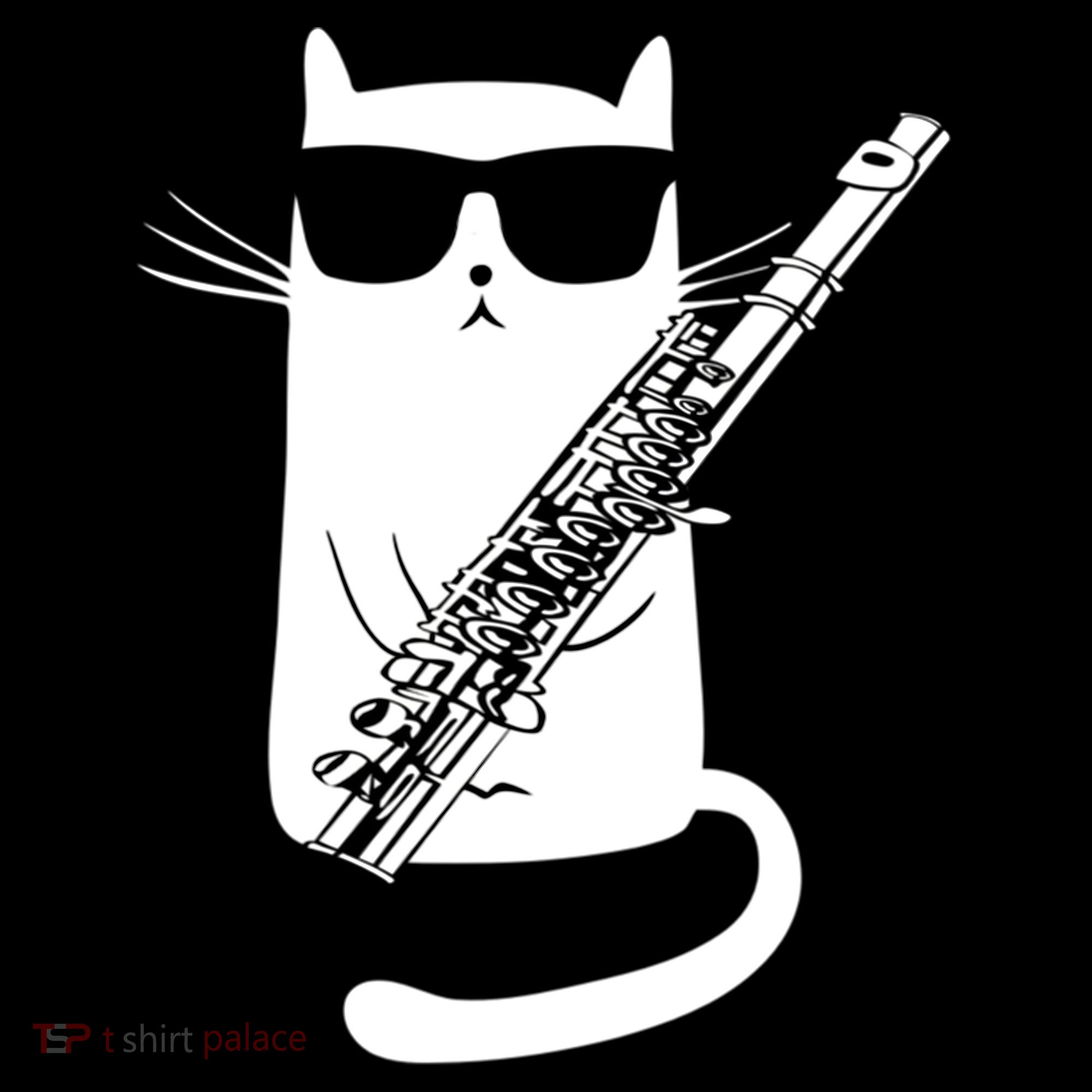 Funny Cat Wearing Sunglasses Playing Flute Great Gift Women's Hoodie