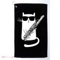 Funny Cat Wearing Sunglasses Playing Flute Great Gift Golf Towel thumb 0
