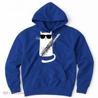 Funny Cat Wearing Sunglasses Playing Flute Great Gift Hoodie thumb 0
