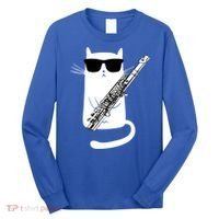 Funny Cat Wearing Sunglasses Playing Flute Great Gift Long Sleeve Shirt thumb 0