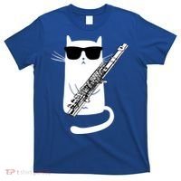 Funny Cat Wearing Sunglasses Playing Flute Great Gift T-Shirt thumb 0