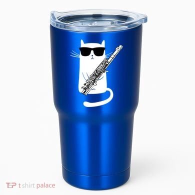 Funny Cat Wearing Sunglasses Playing Flute Great Gift Tumbler