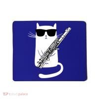 Funny Cat Wearing Sunglasses Playing Flute Great Gift Mousepad thumb 0