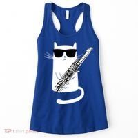 Funny Cat Wearing Sunglasses Playing Flute Great Gift Women's Tank Top thumb 0