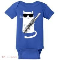 Funny Cat Wearing Sunglasses Playing Flute Great Gift Baby Bodysuit thumb 0