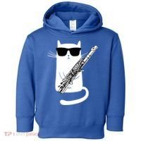 Funny Cat Wearing Sunglasses Playing Flute Great Gift Toddler Hoodie thumb 0