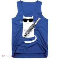 Funny Cat Wearing Sunglasses Playing Flute Great Gift Tank Top thumb 0